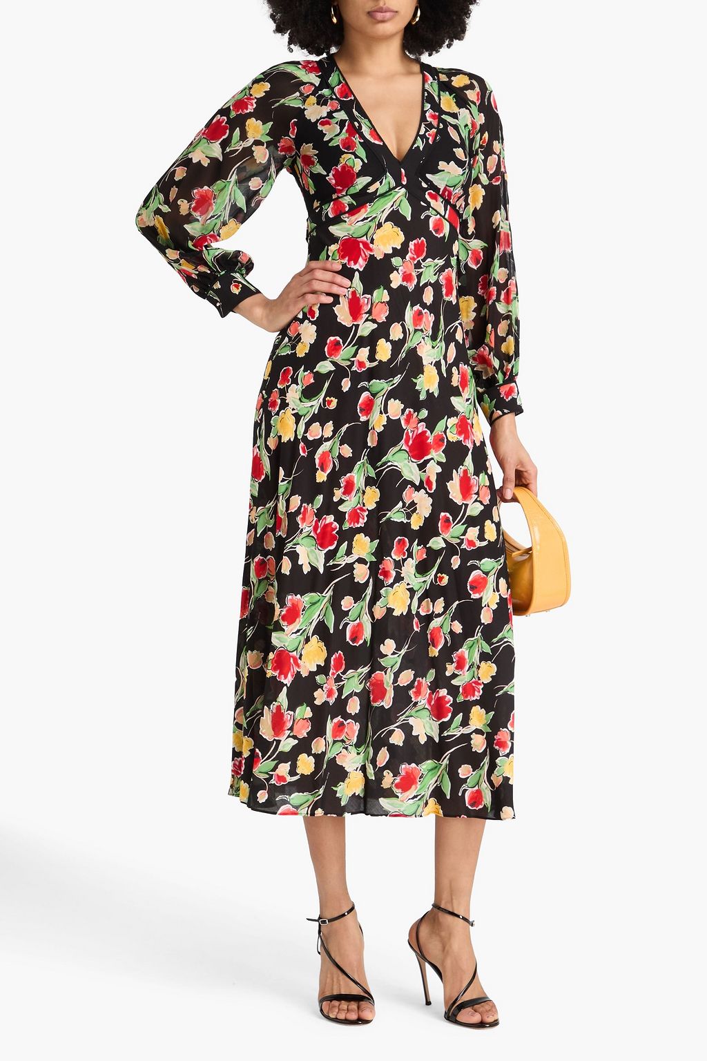 RIXO Ayla floral-print crepe de chine midi dress