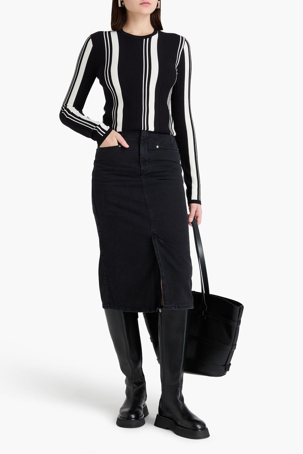 JOSEPH Striped ribbed-knit sweater