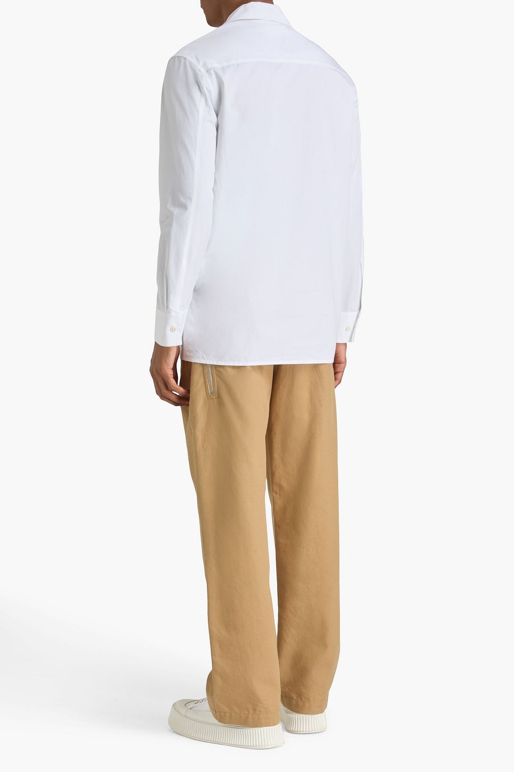 JIL SANDER Hemd aus Baumwollpopeline mit Lederbesatz