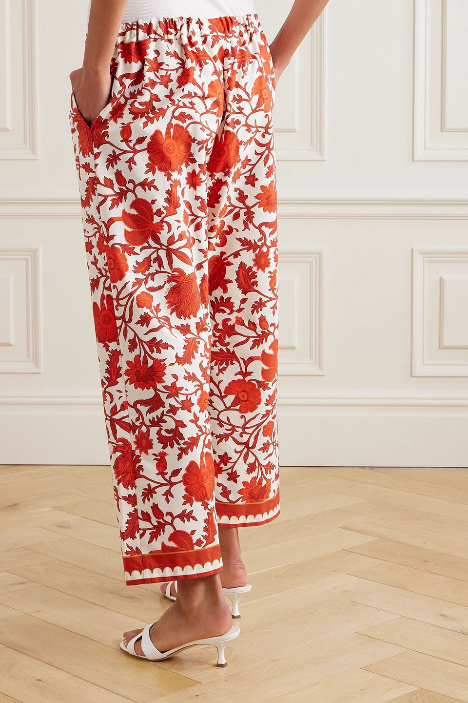 La Doublej X Orlebar Brown Orlebar Brown Floral-print Cotton-poplin Pants In Red