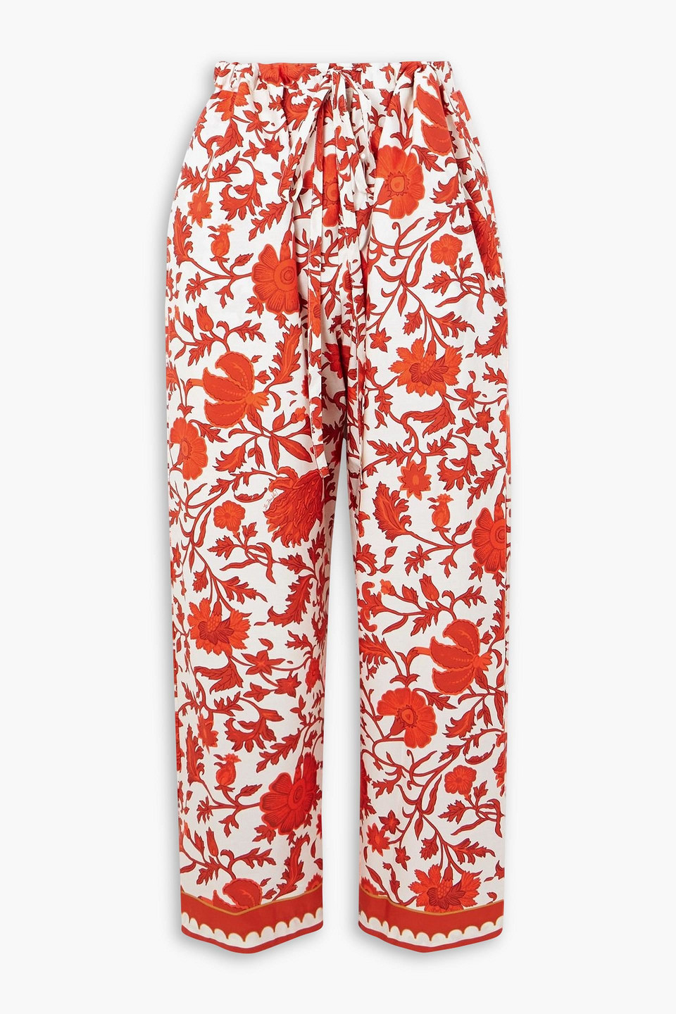 La Doublej X Orlebar Brown Orlebar Brown Floral-print Cotton-poplin Pants In Red