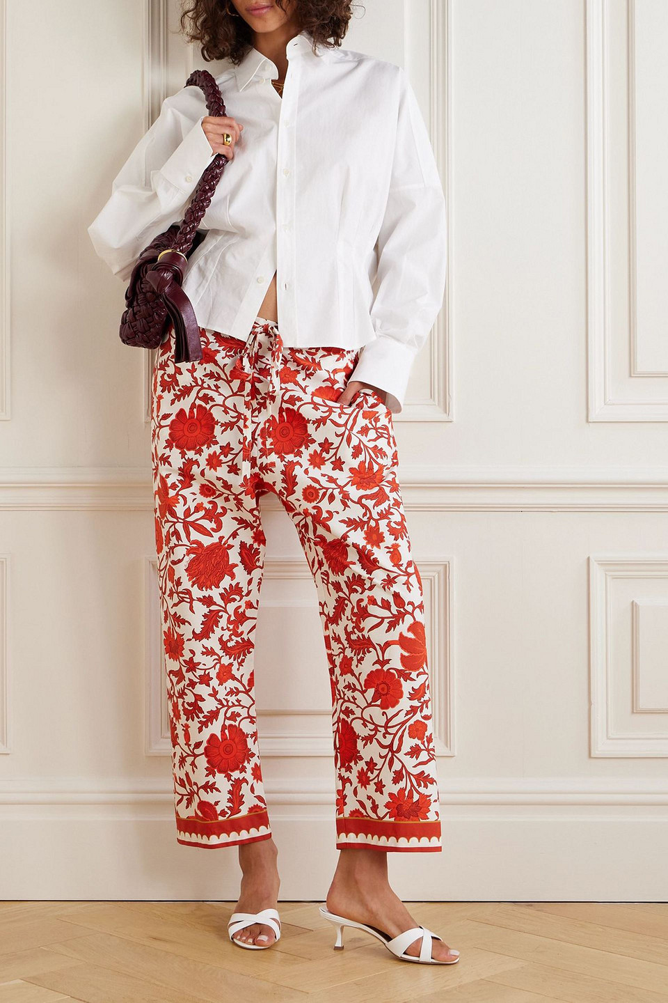 La Doublej X Orlebar Brown Orlebar Brown Floral-print Cotton-poplin Pants In Red