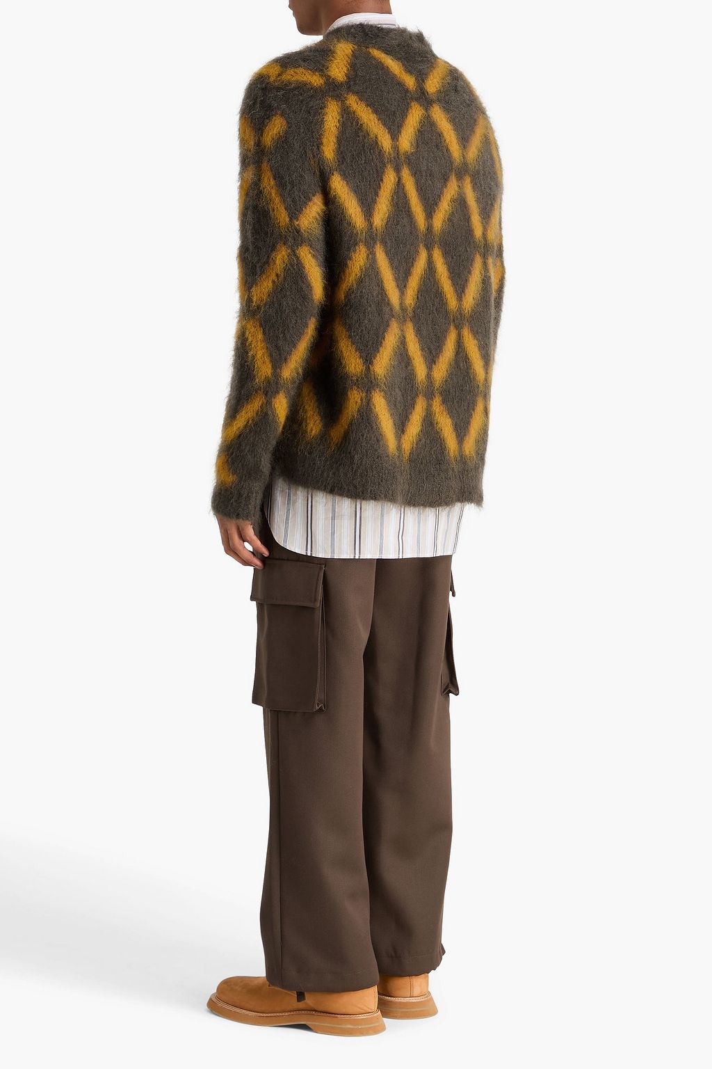 MARNI Intarsia-knit mohair-blend cardigan