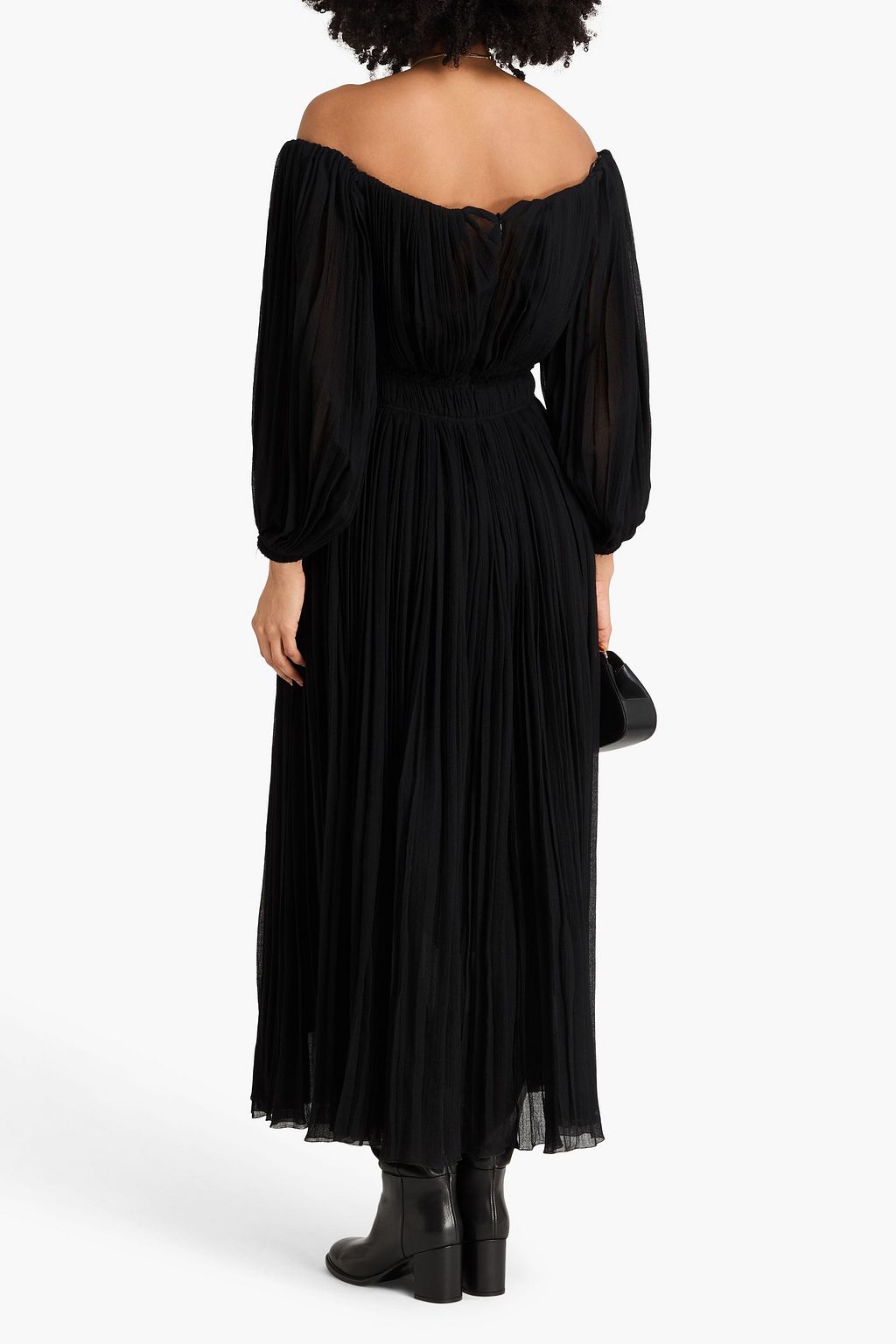 CHLOÉ Off-the-shoulder wool-crepe maxi dress
