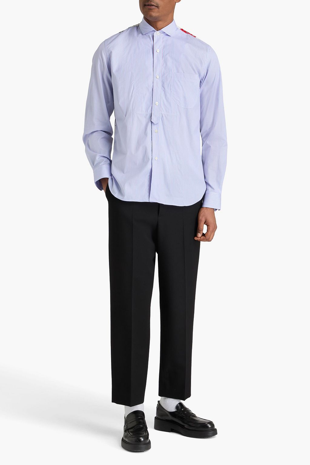 JUNYA WATANABE COMME DES GARÇONS Printed striped cotton-poplin shirt