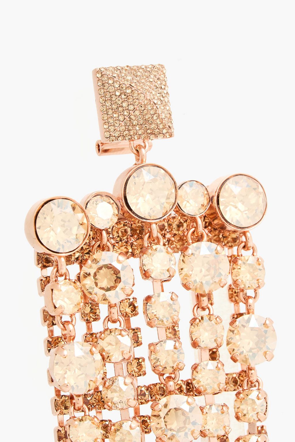 VALENTINO GARAVANI Fringed rose gold-tone crystal earrings