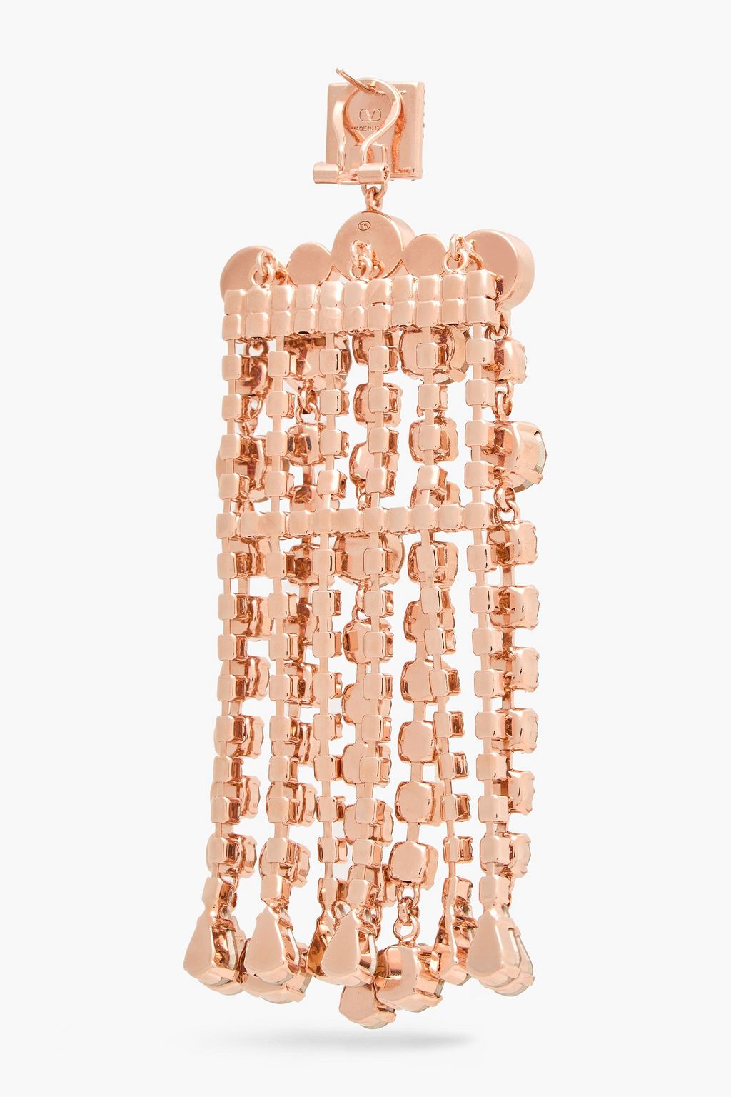 VALENTINO GARAVANI Fringed rose gold-tone crystal earrings