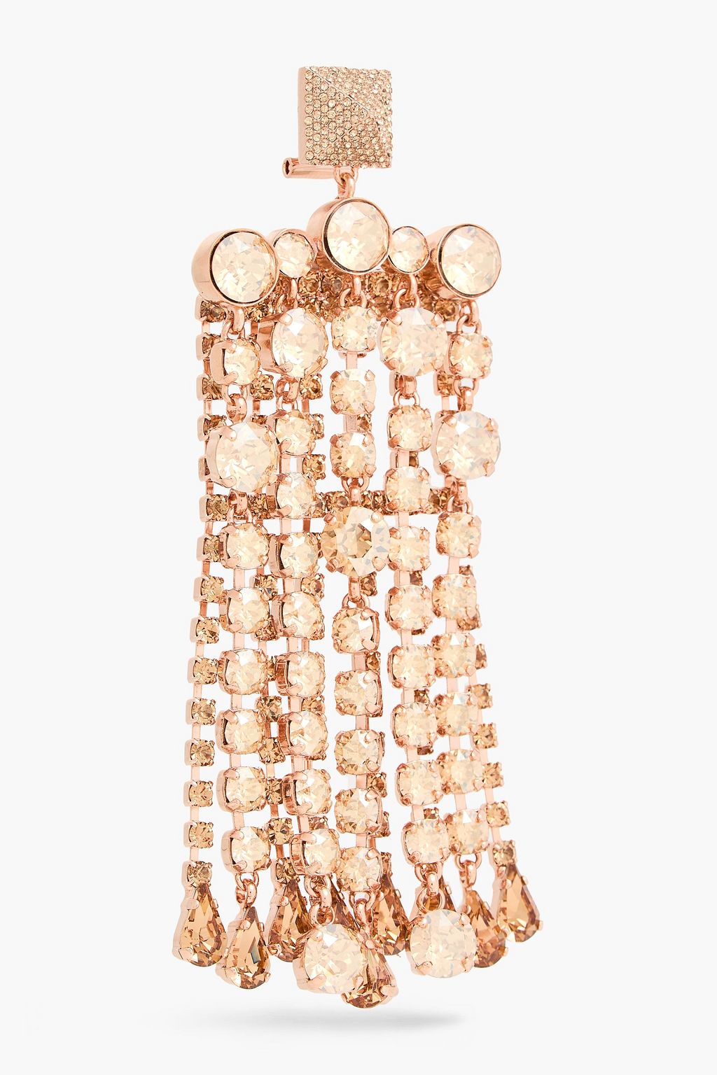 VALENTINO GARAVANI Fringed rose gold-tone crystal earrings