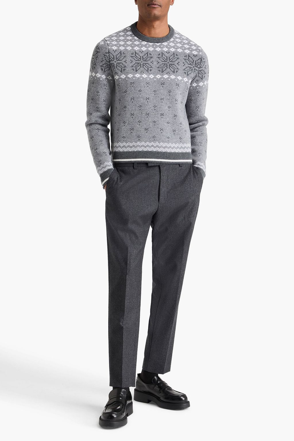 THOM BROWNE Jacquard-knit wool sweater