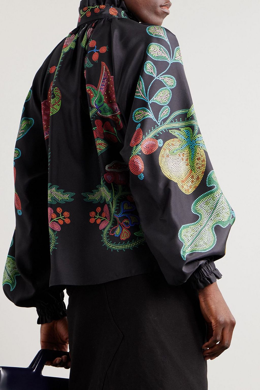 LA DOUBLEJ Cerere tie-detailed printed silk-voile blouse