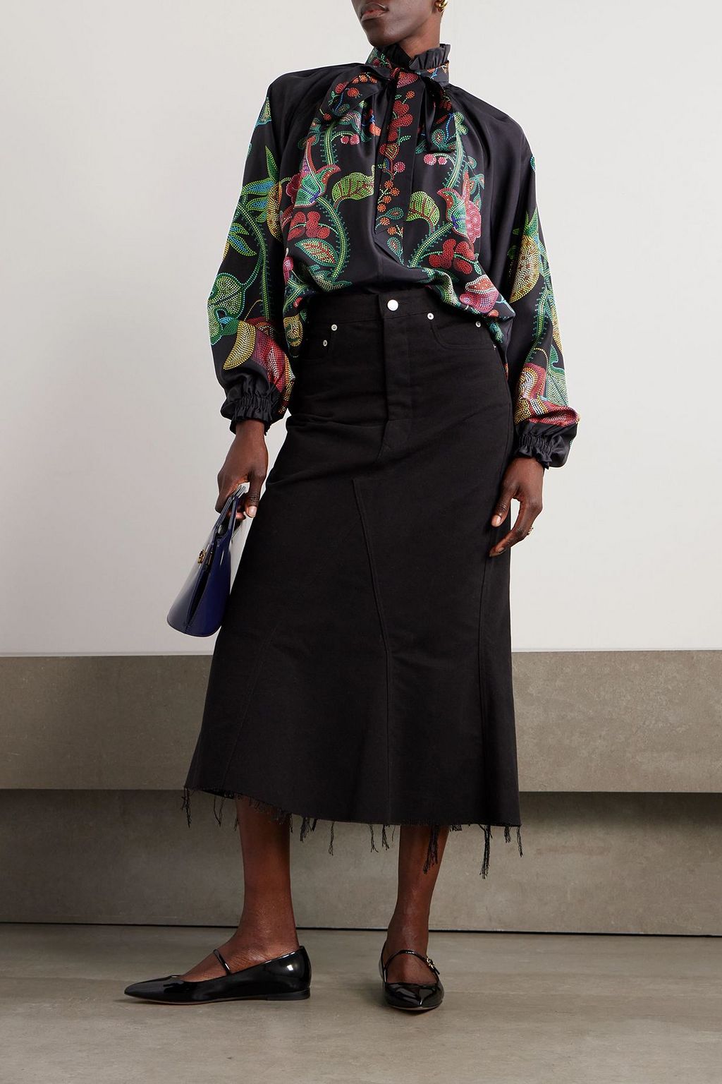 LA DOUBLEJ Cerere tie-detailed printed silk-voile blouse