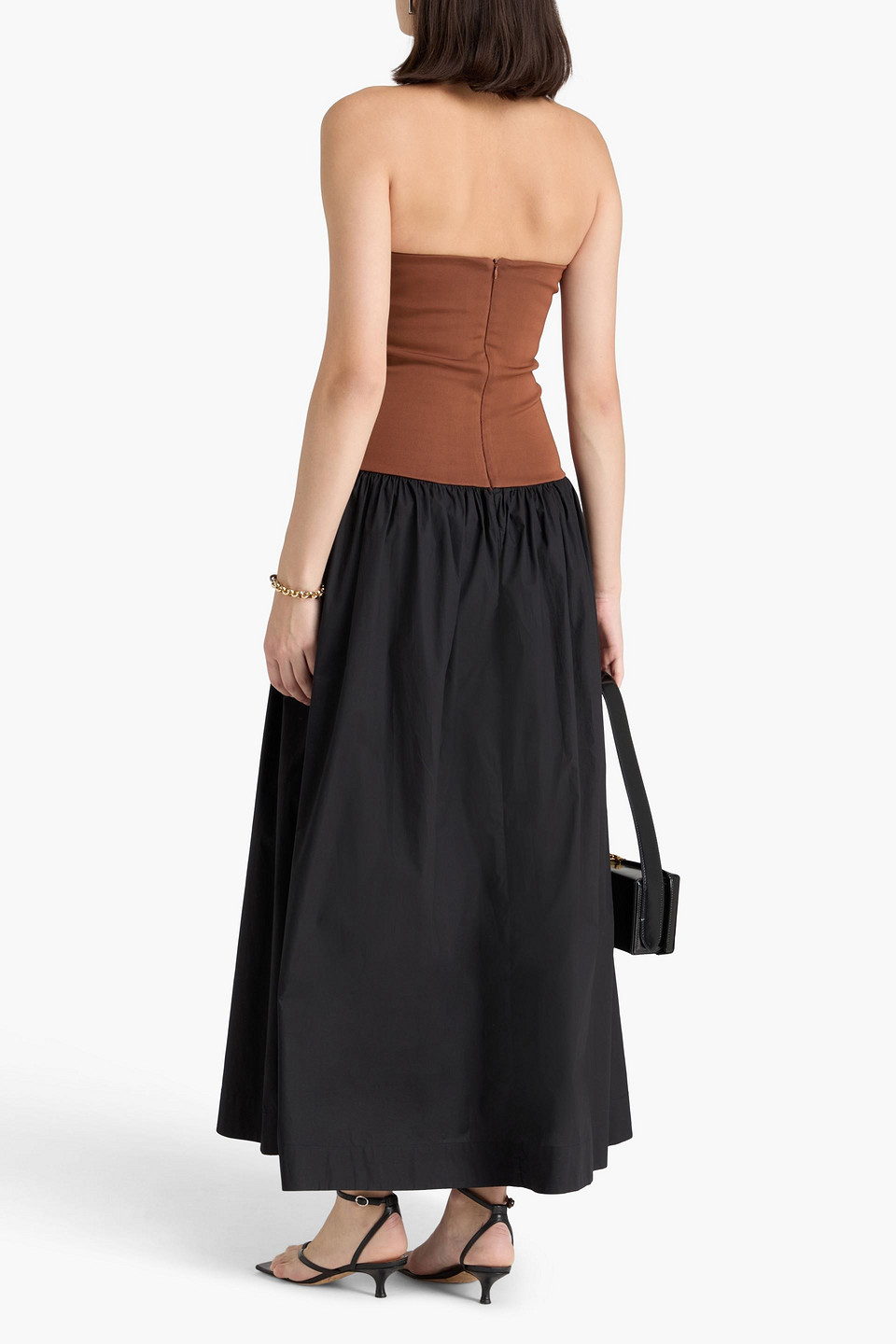  Esse Studios - Zweifarbiges Maxikleid Aus Stretch-strick Und Popeline - Braun - Uk 4 