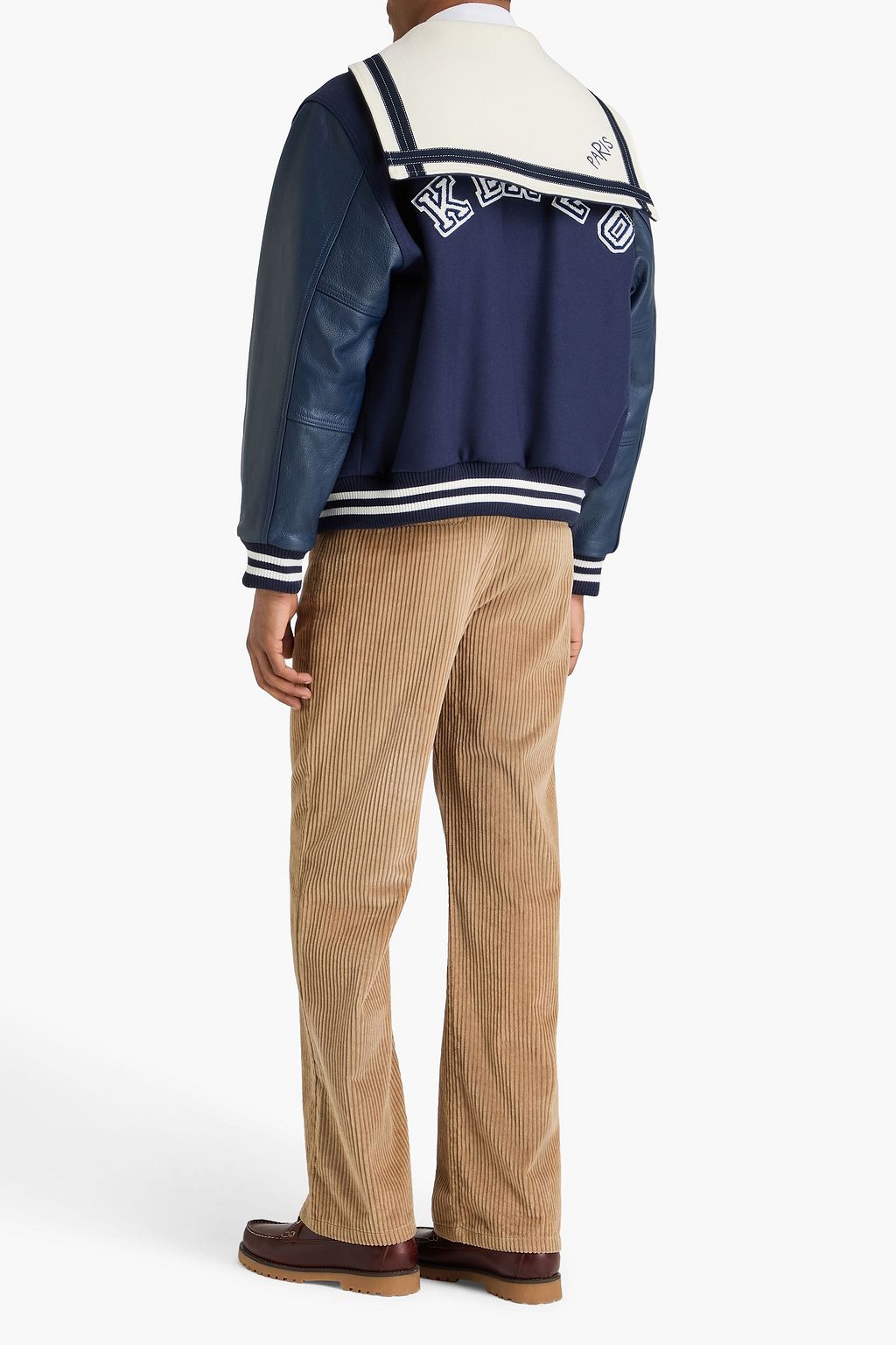 KENZO Appliquéd leather-paneled wool-blend felt bomber jacket