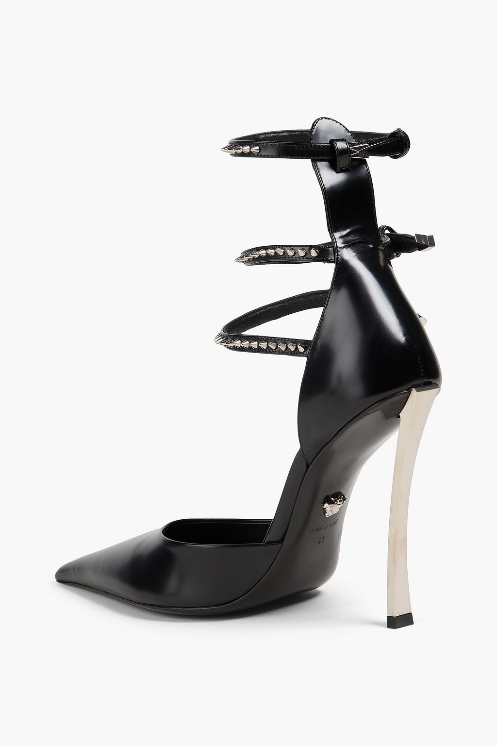 VERSACE Pinpoint spiked neon leather pumps