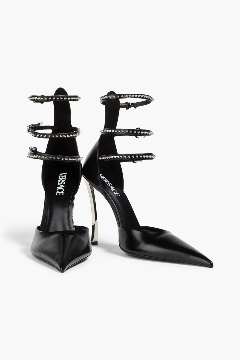 Versace - Pinpoint Spiked Leather Pumps - Black - Eu 36 