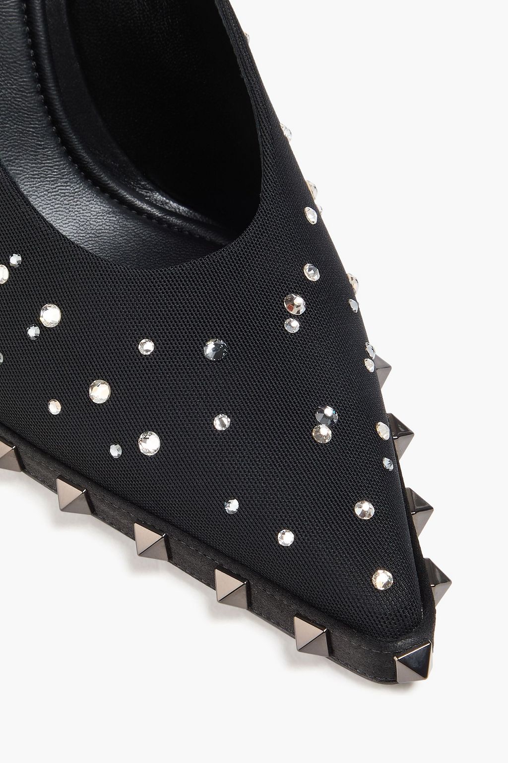 VALENTINO GARAVANI Rockstud crystal-embellished mesh pumps