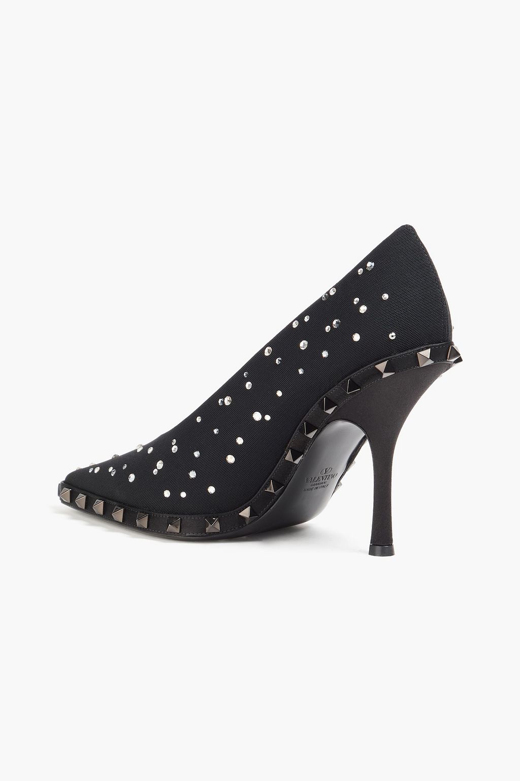 VALENTINO GARAVANI Rockstud crystal-embellished mesh pumps