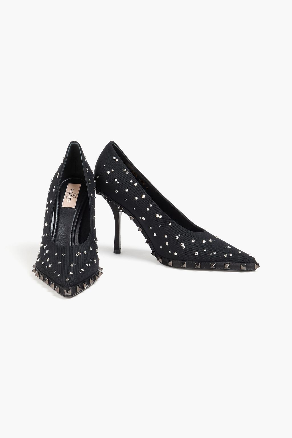 VALENTINO GARAVANI Rockstud crystal-embellished mesh pumps