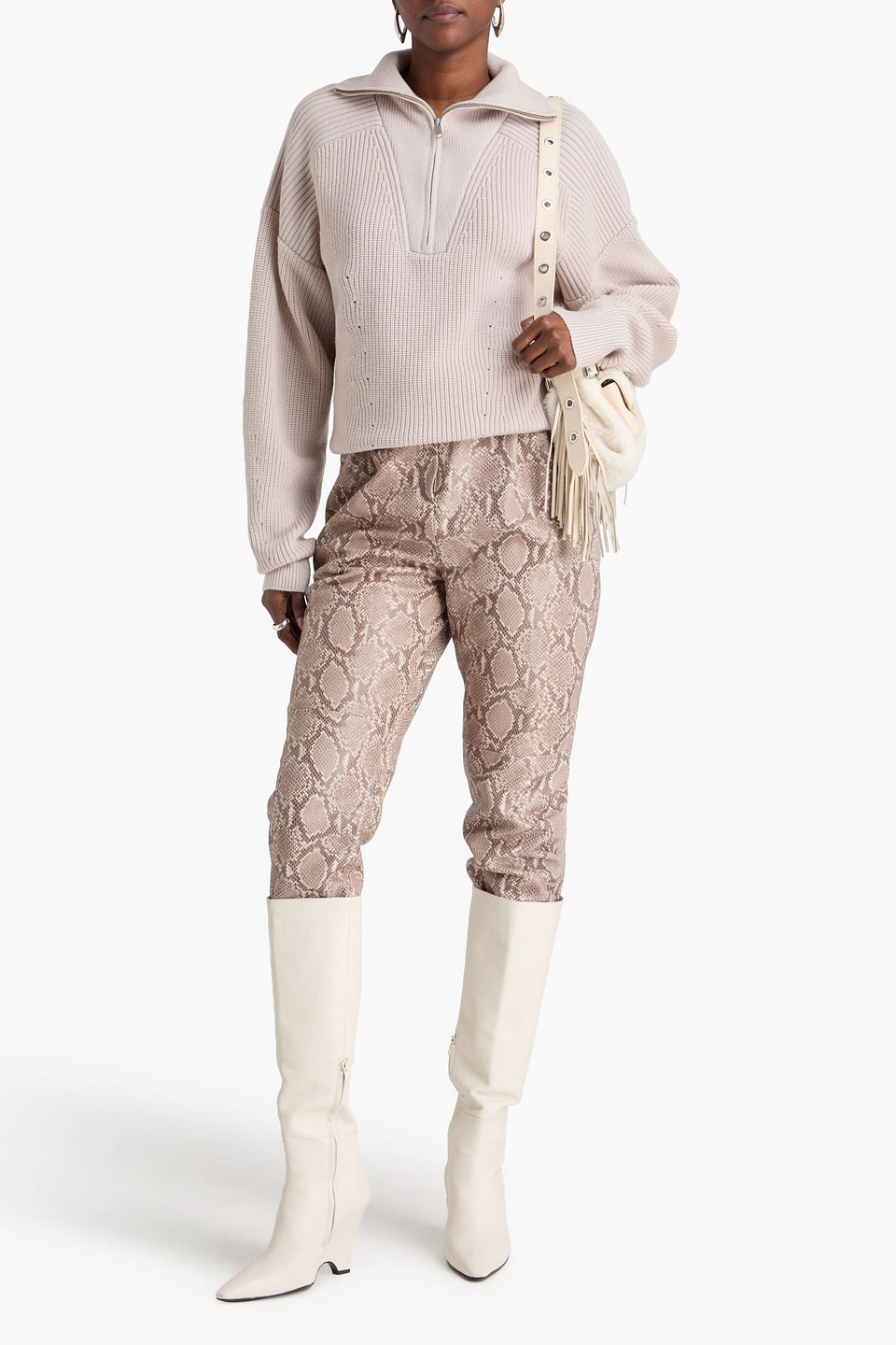  Marant étoile - Pullover „benny“ Aus Gerippter Merinowolle Mit Halblangem Reißverschluss - Weiß - L 