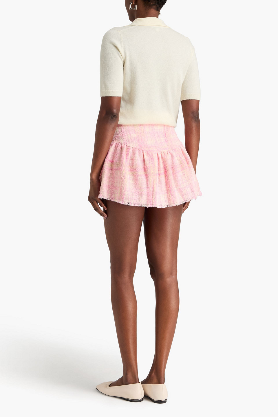  Loveshackfancy - Ruffled Checked Bouclé-tweed Mini Skirt - Pink - Us 2 