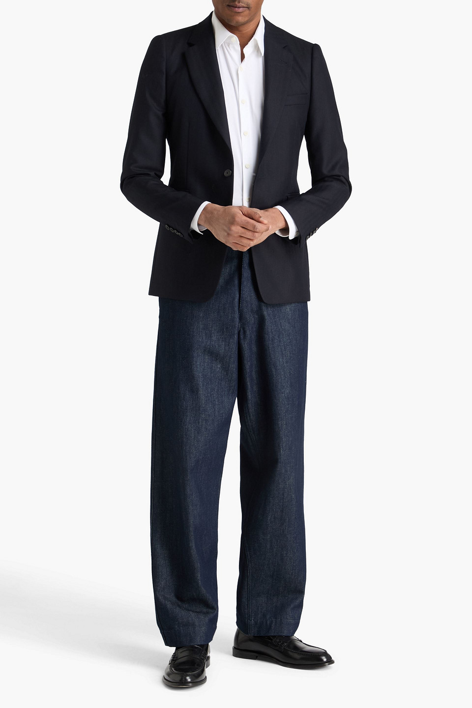  Dries Van Noten - Sakko Aus Wolle Mit Fischgratmuster - Blau - It 48 