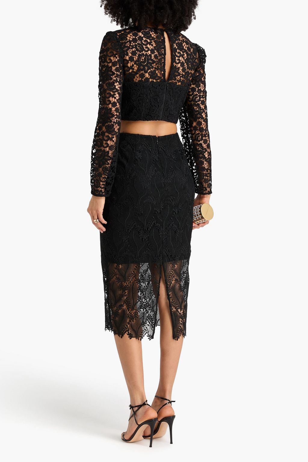 SELF-PORTRAIT Cropped Oberteil aus schnurgebundener Spitze mit Bindedetail