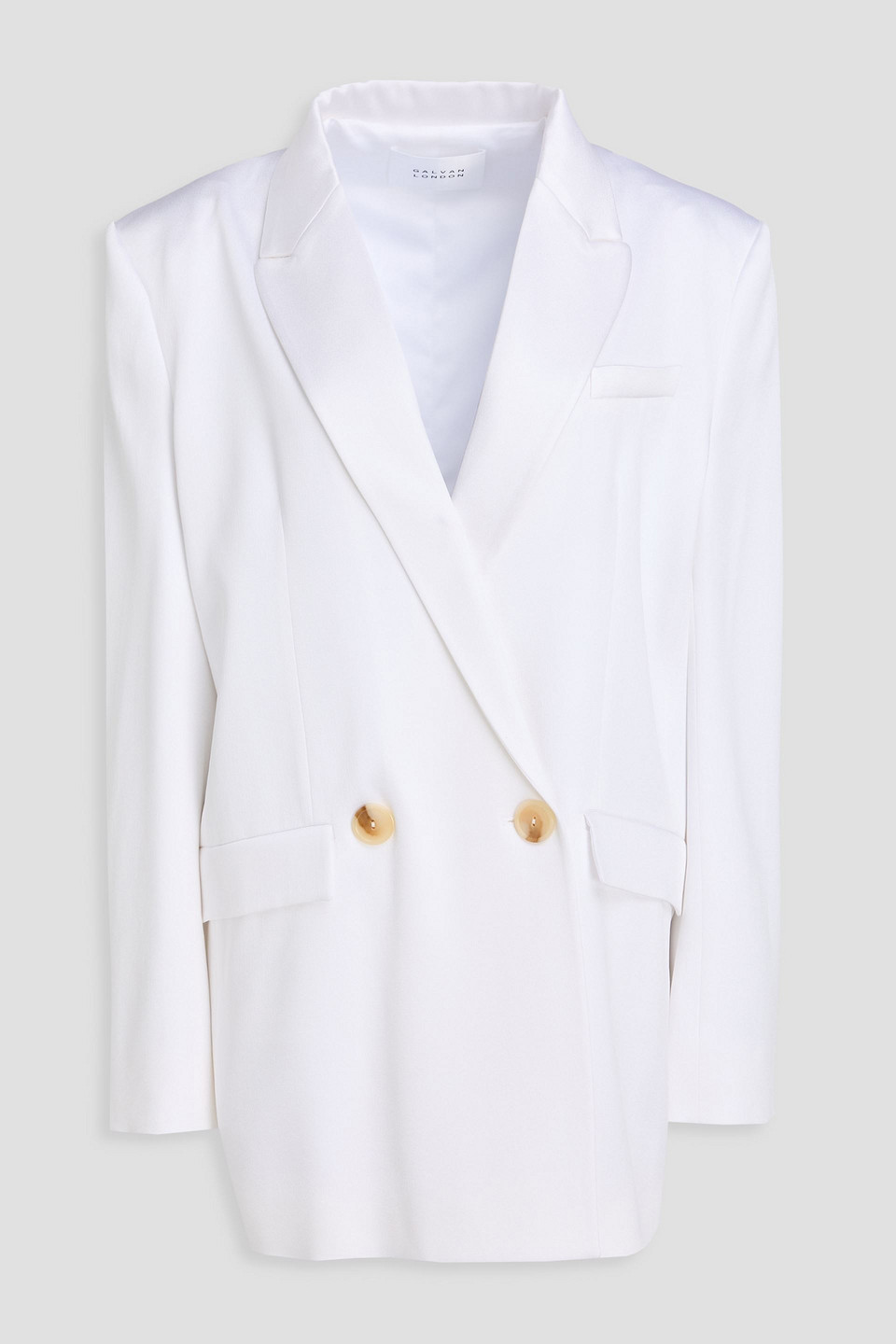 Galvan Boyfriend Double-breasted Satin-crepe Blazer In White