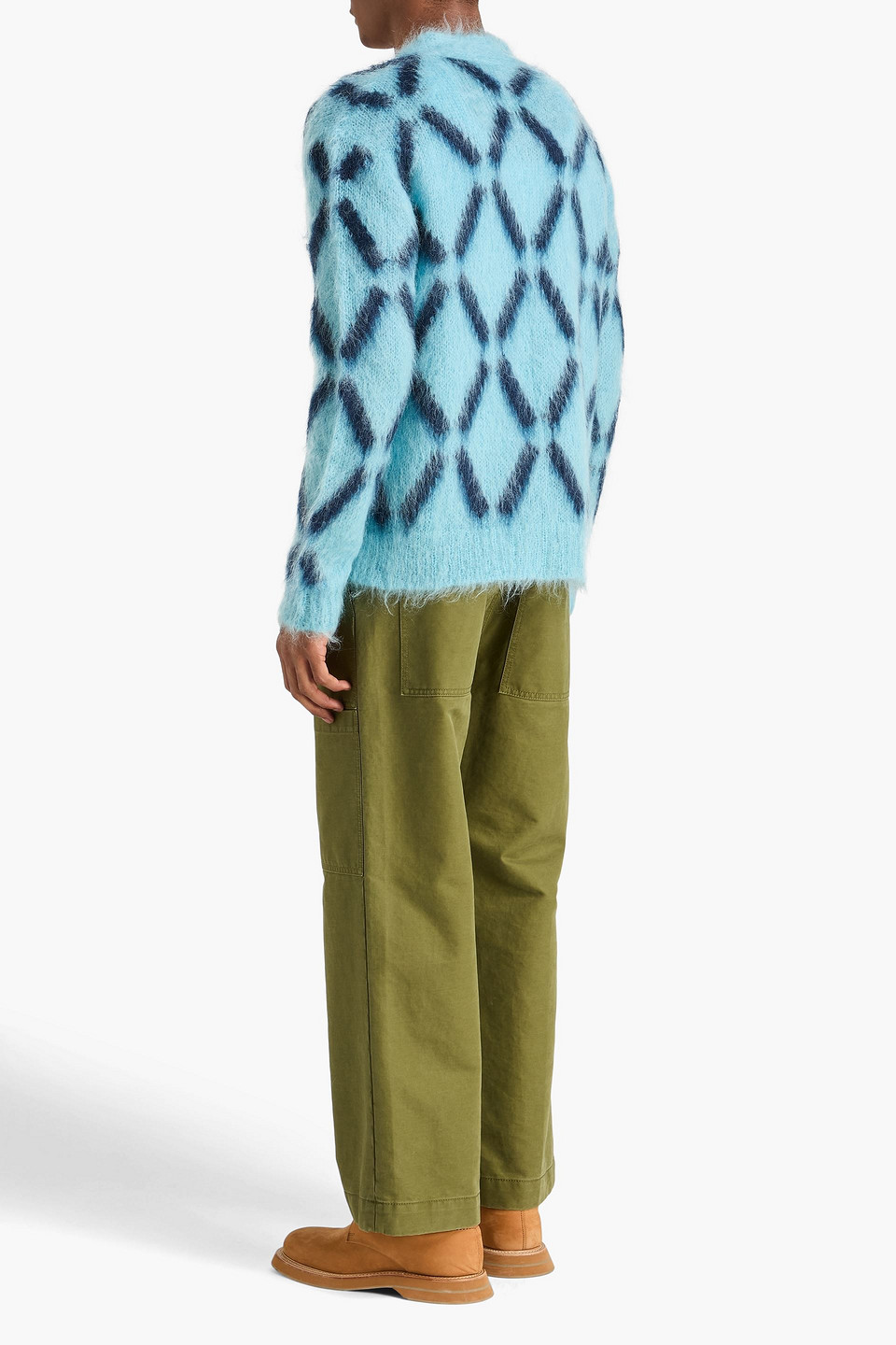  Marni - Cardigan „fuzzy Wuzzy“ Aus Einer Mohairmischung Mit Intarsienmuster - Blau - It 48 