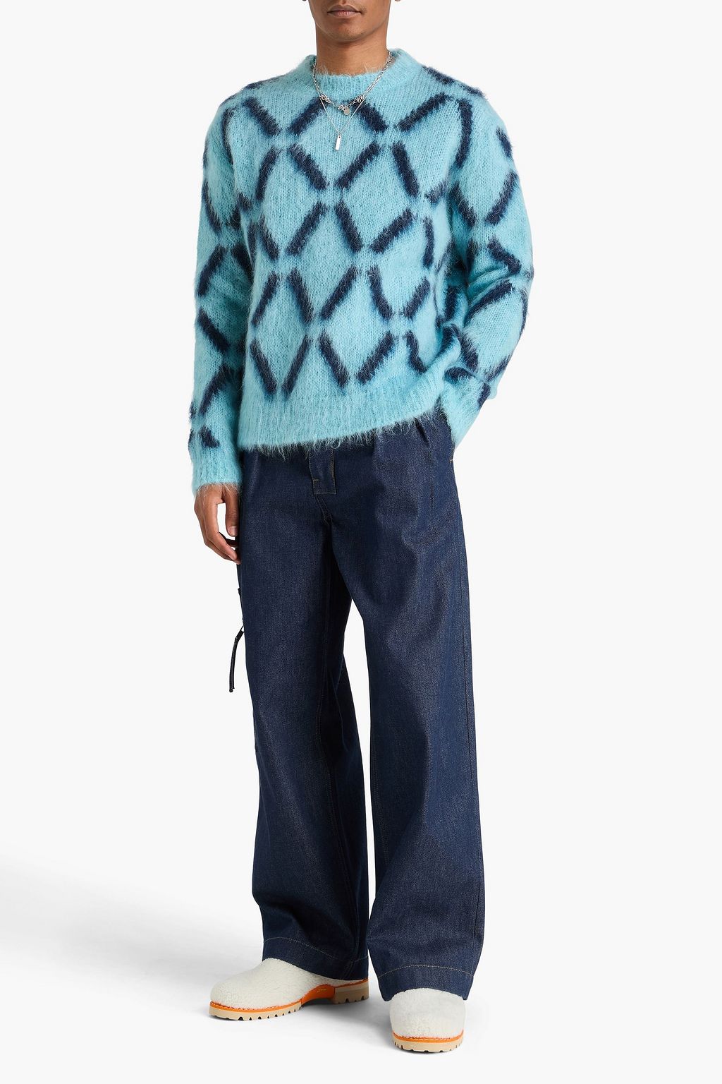 MARNI Intarsia-knit mohair-blend sweater