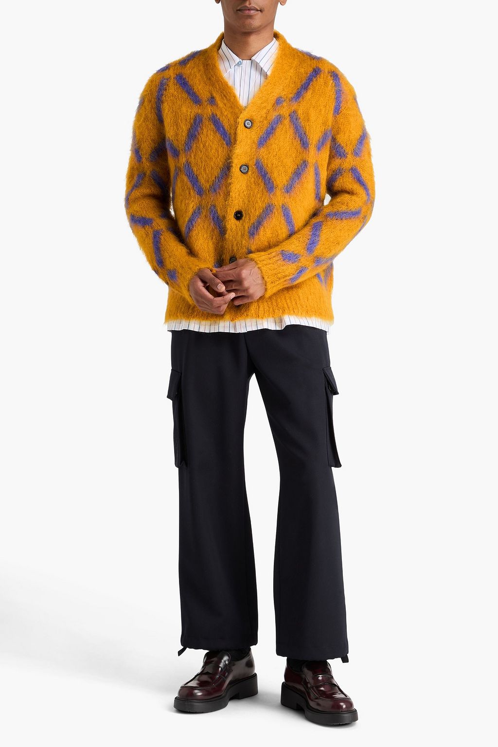 MARNI Intarsia-knit mohair-blend cardigan