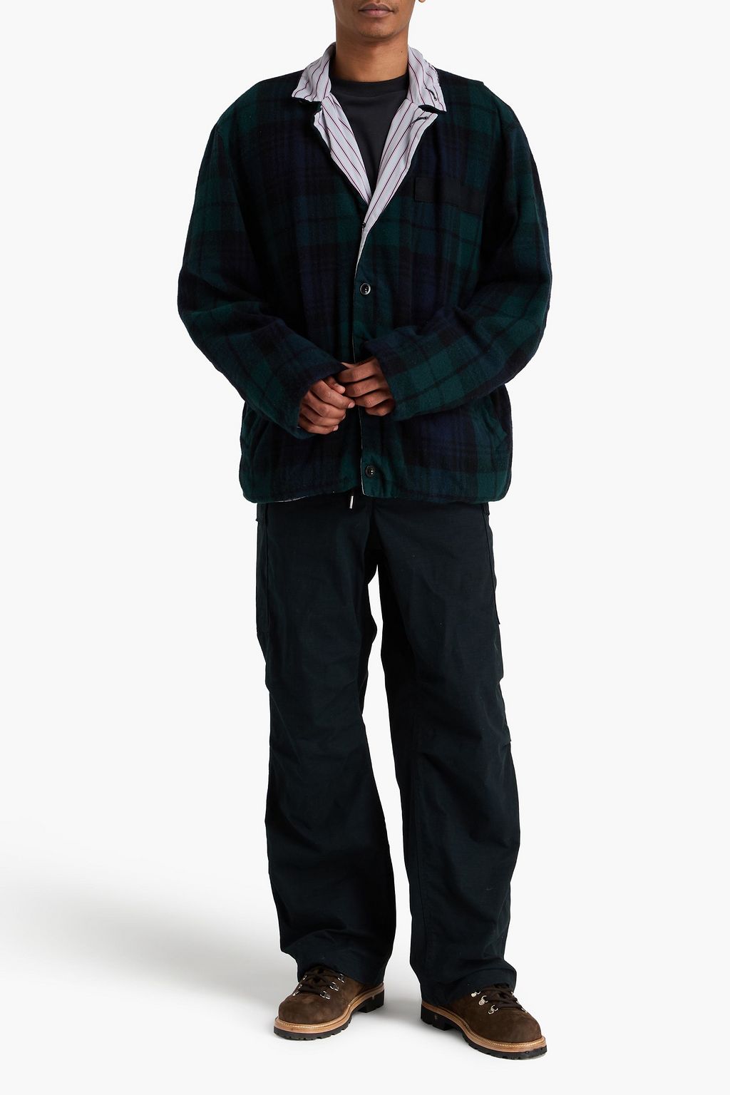 SACAI Checked wool-flannel jacket