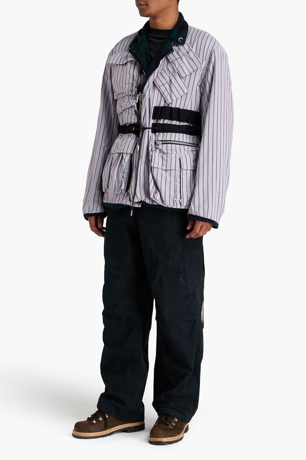 SACAI Checked wool-flannel jacket
