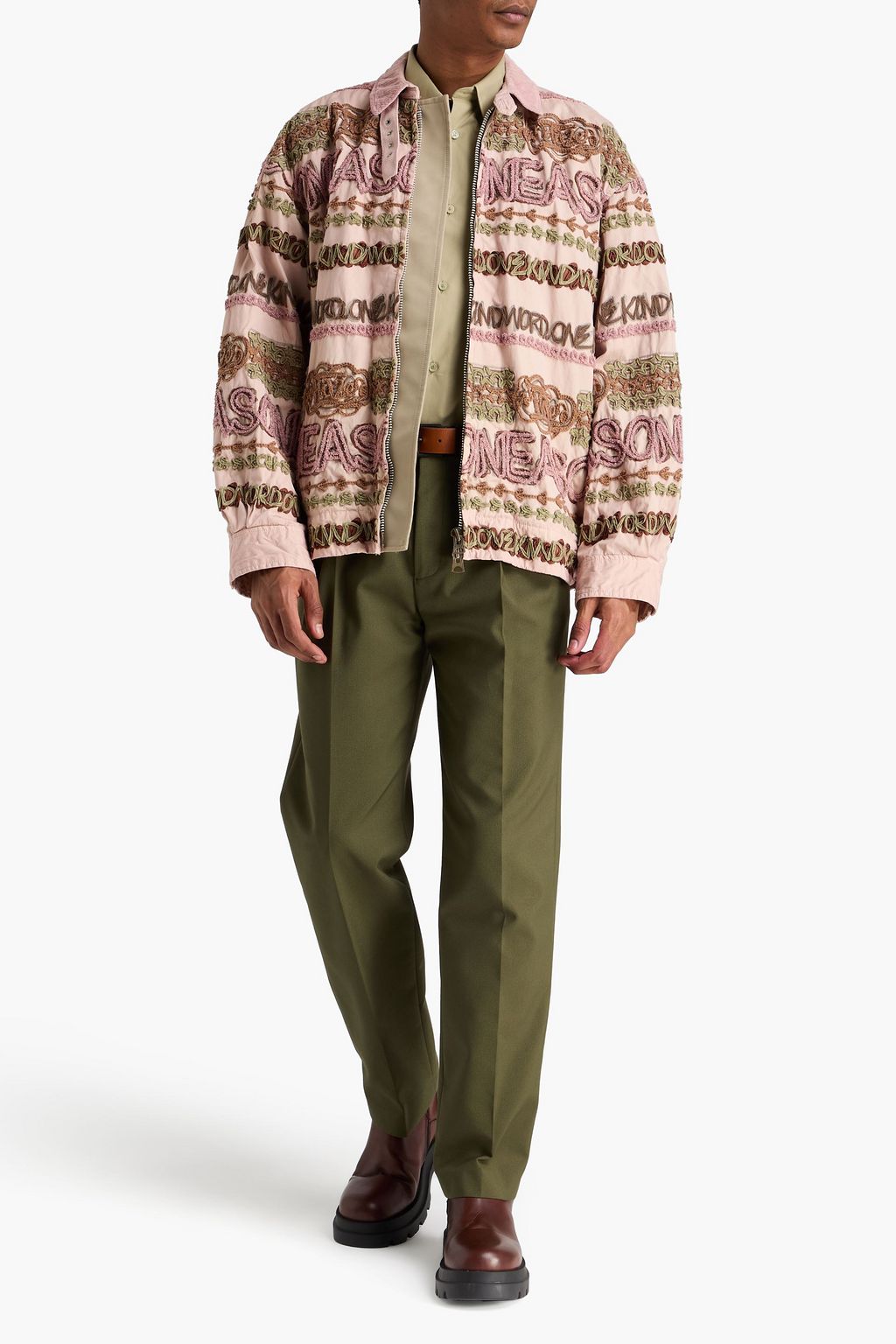 SACAI Embroidered cotton-twill jacket