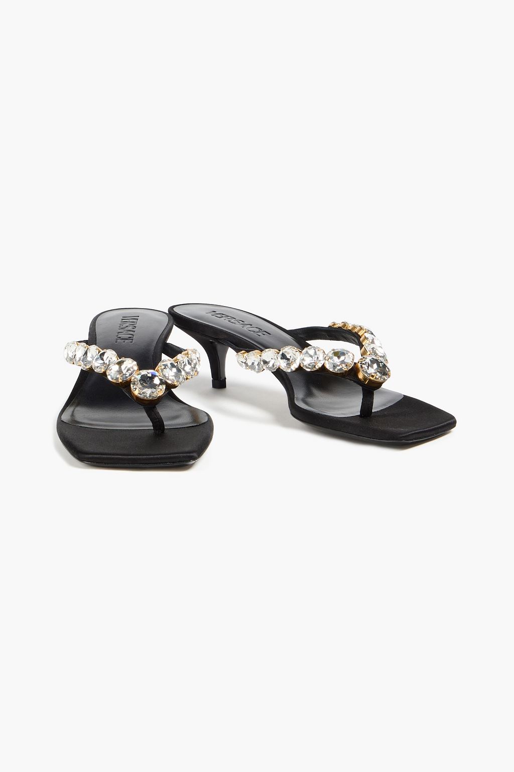 VERSACE صندل من الساتان مزين بالكريستال