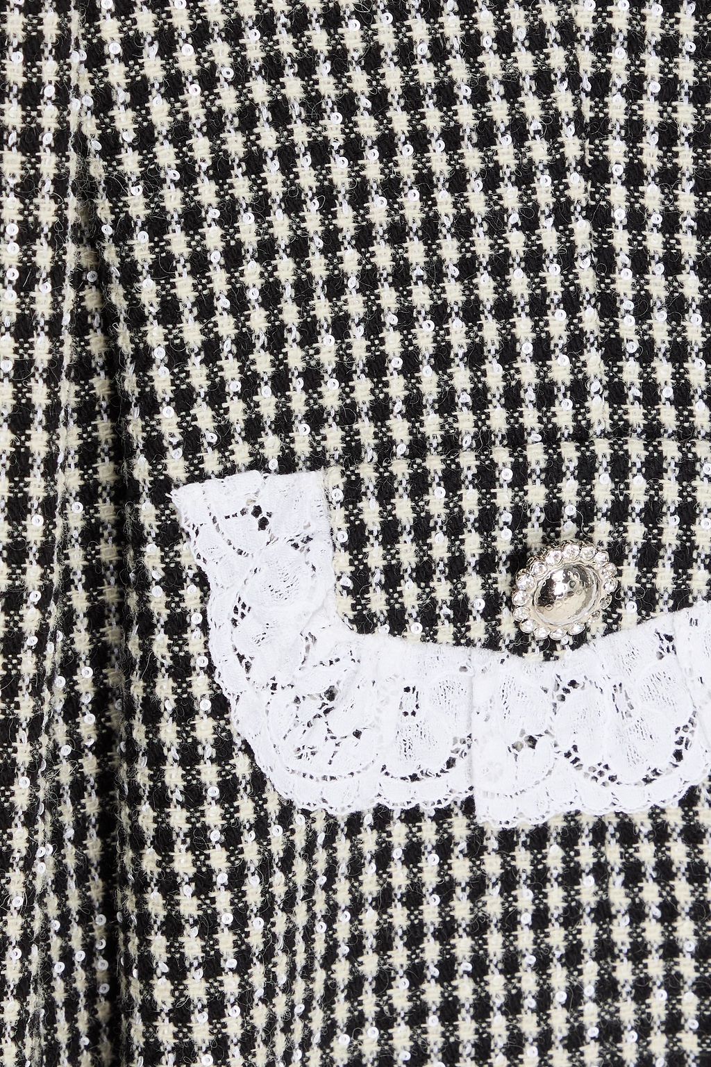 ALESSANDRA RICH Sequin-embellished checked wool-blend tweed jacket