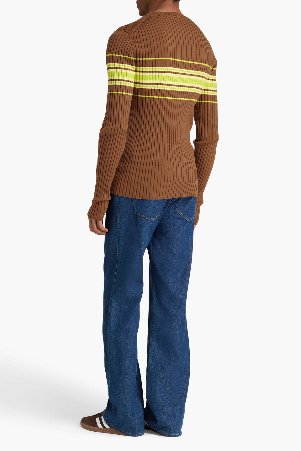  Wales Bonner - Gestreifter Pullover Aus Rippstrick - Braun - Xxl 