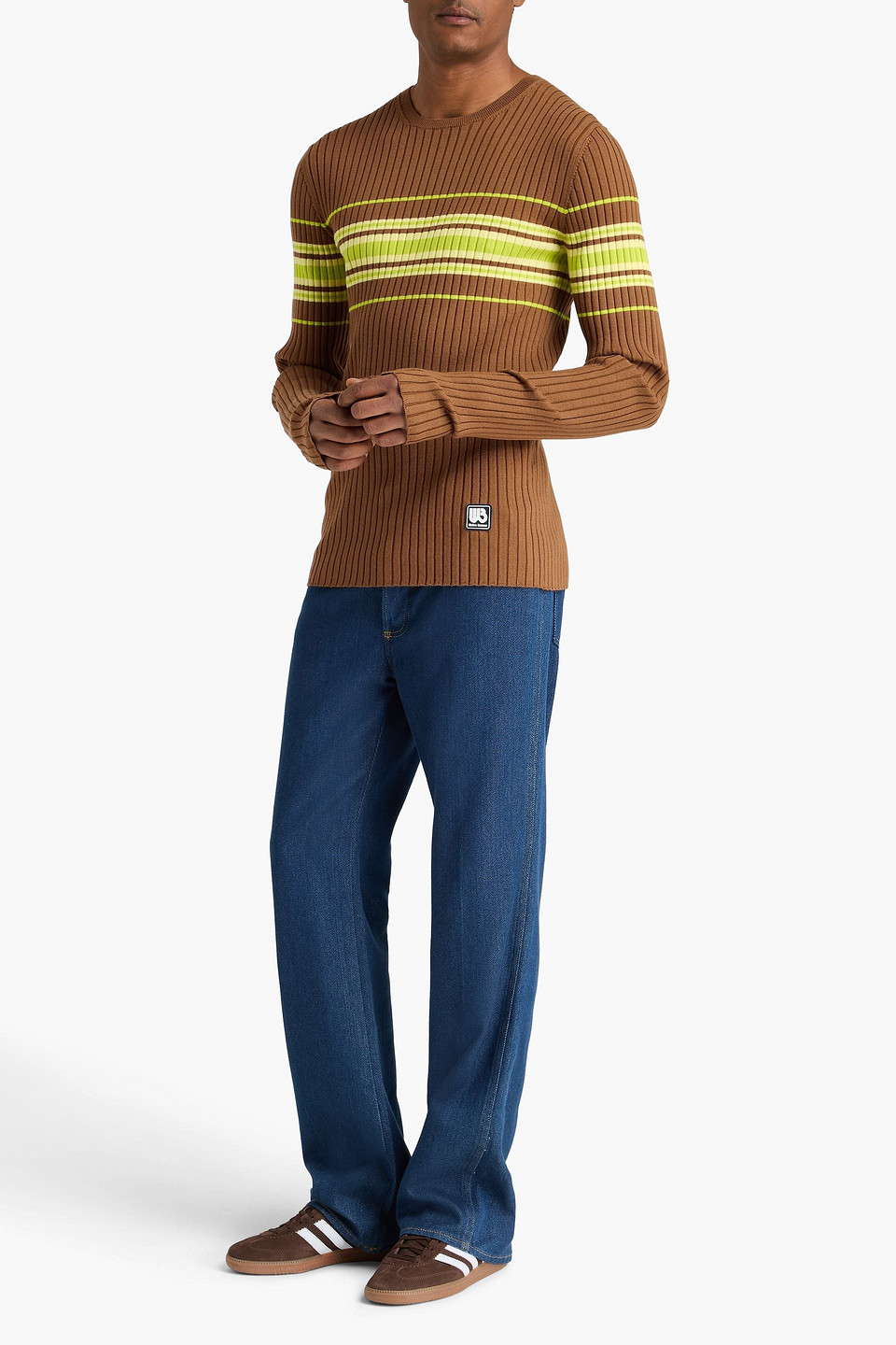  Wales Bonner - Gestreifter Pullover Aus Rippstrick - Braun - Xxl 