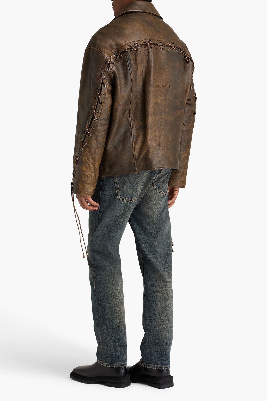 ACNE STUDIOS バーニッシュドレザー ライダースジャケット レース
