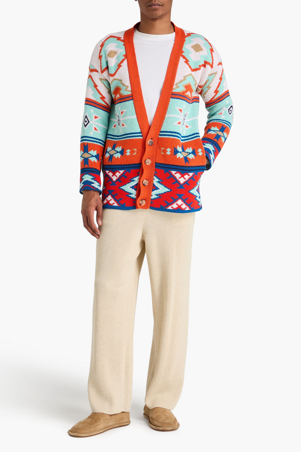  Alanui - Cardigan Aus Jacquard-strick Aus Baumwolle - Orange - Xs 