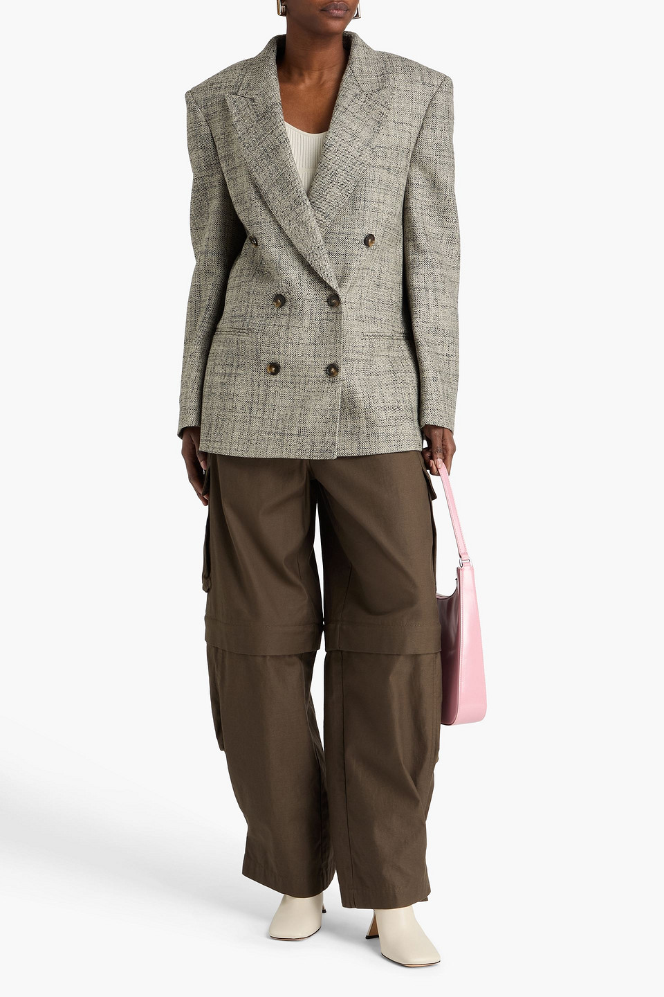  Stella Mccartney - Doppelreihiger Blazer Aus Woll-tweed - Grau - It 42 