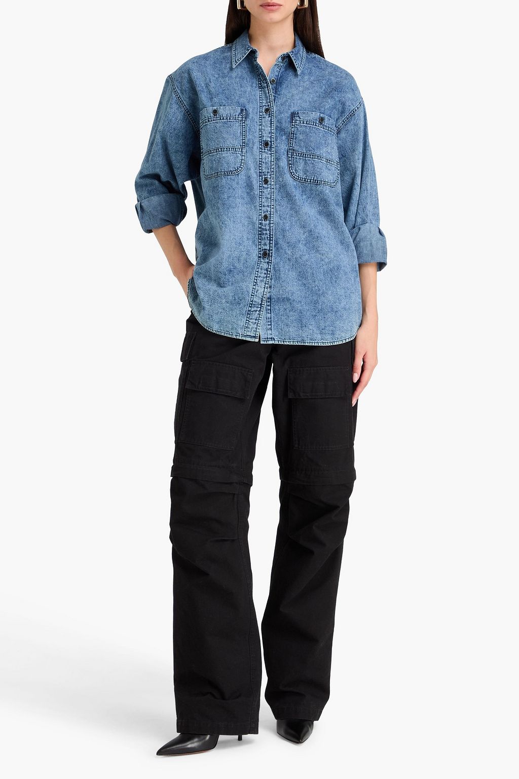 MARANT ÉTOILE قميص "فيران" من الدنيم مغسول بالحمض