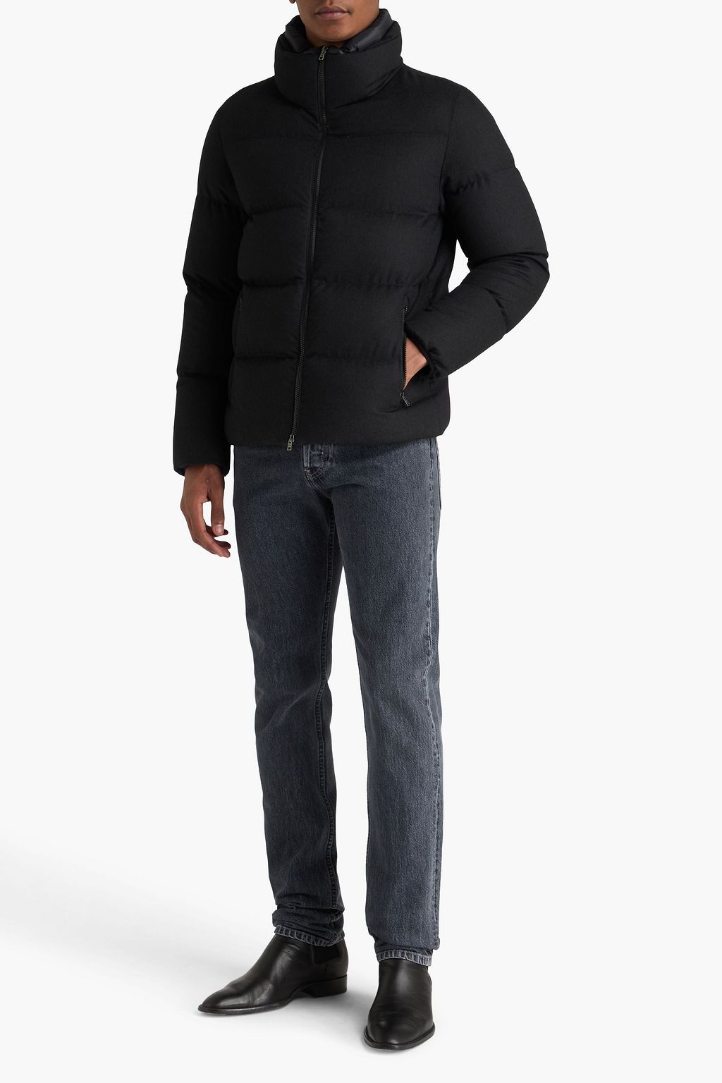 HERNO Quilted silk and cashmere-blend down jacket