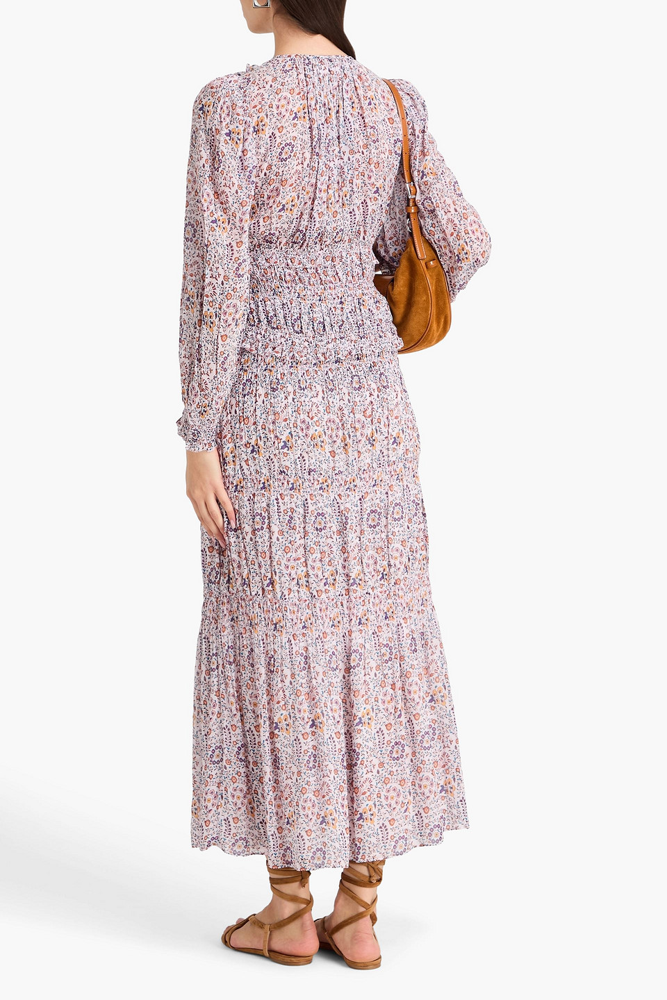  Marant étoile - Nunca Tiered Printed Crepe Maxi Skirt - Pink - Fr 34 