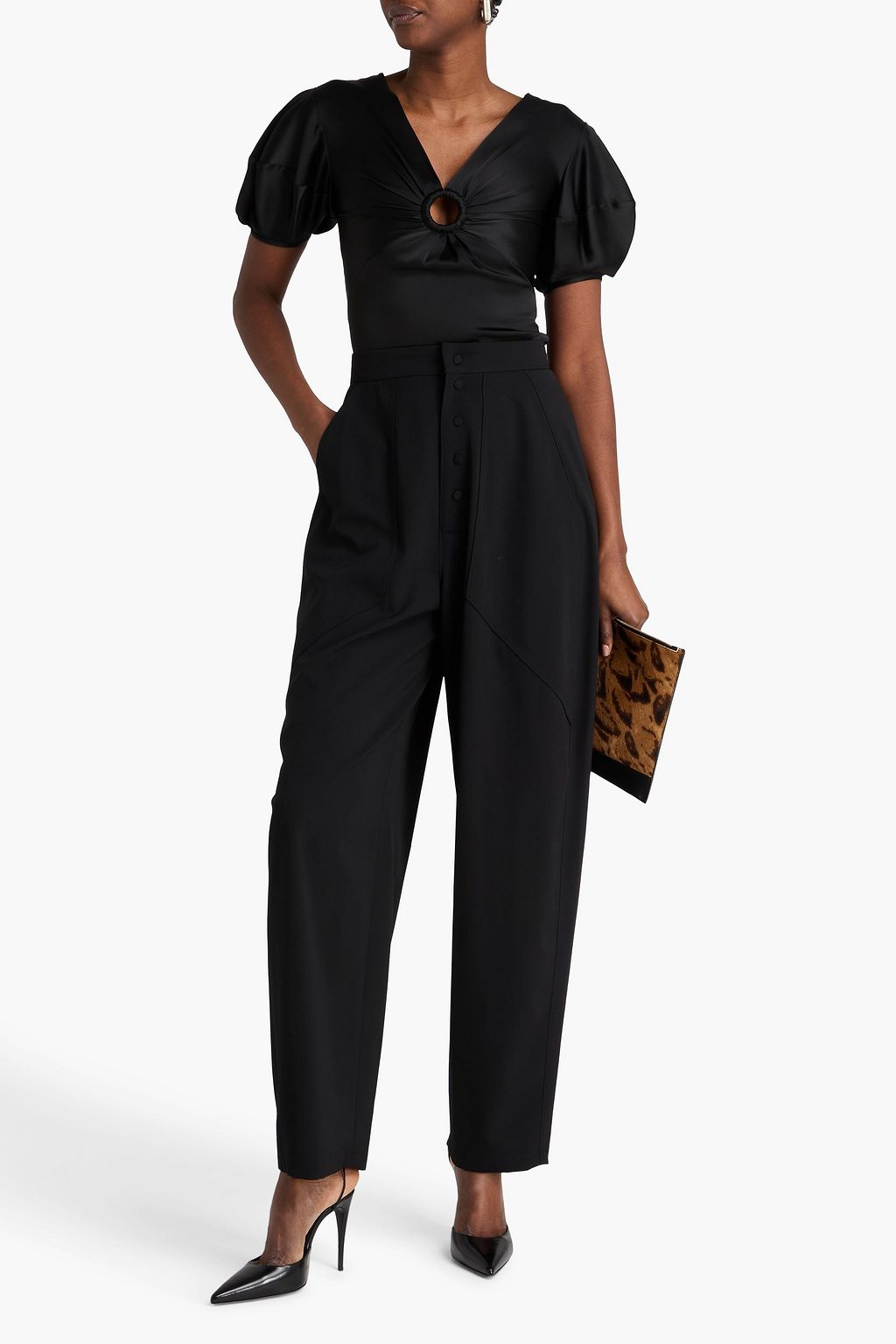 STELLA MCCARTNEY بنطال من التويل ومزيج الصوف بقصة تضيق تدريجياً