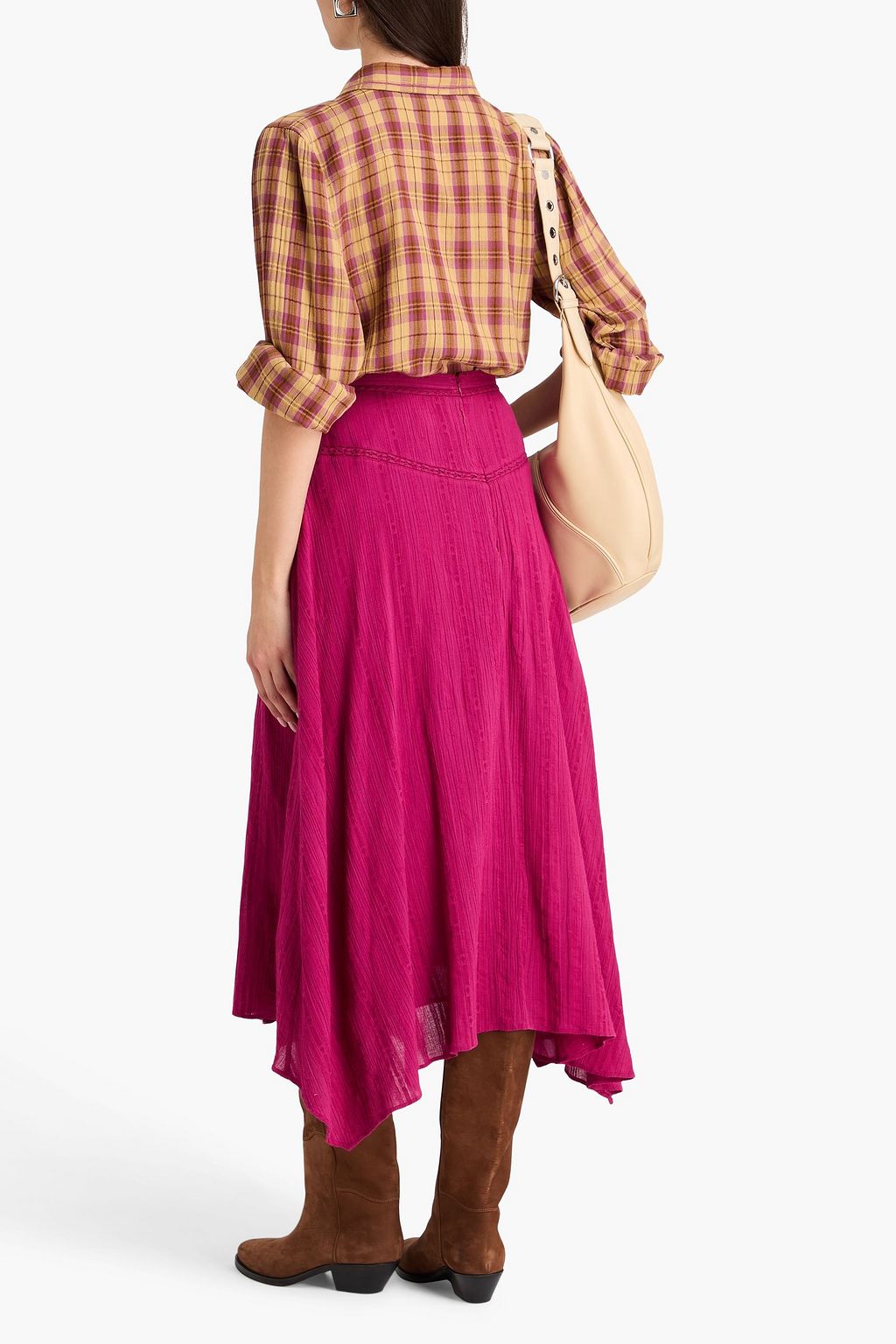 MARANT ÉTOILE Pleated cotton-blend jacquard midi skirt