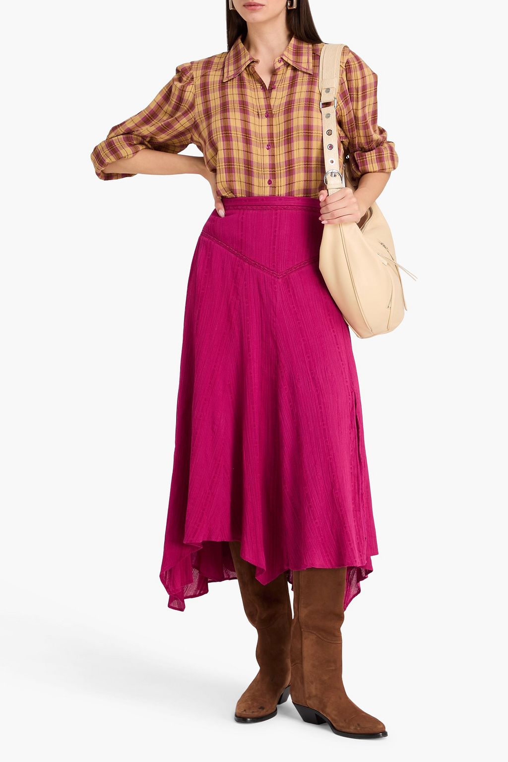 MARANT ÉTOILE Pleated cotton-blend jacquard midi skirt