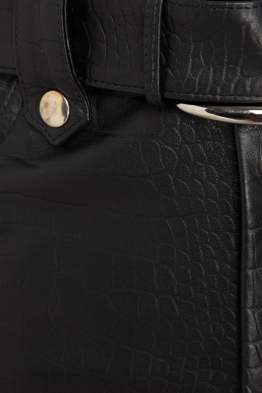 ALESSANDRA RICH Belted croc-effect leather maxi pencil skirt