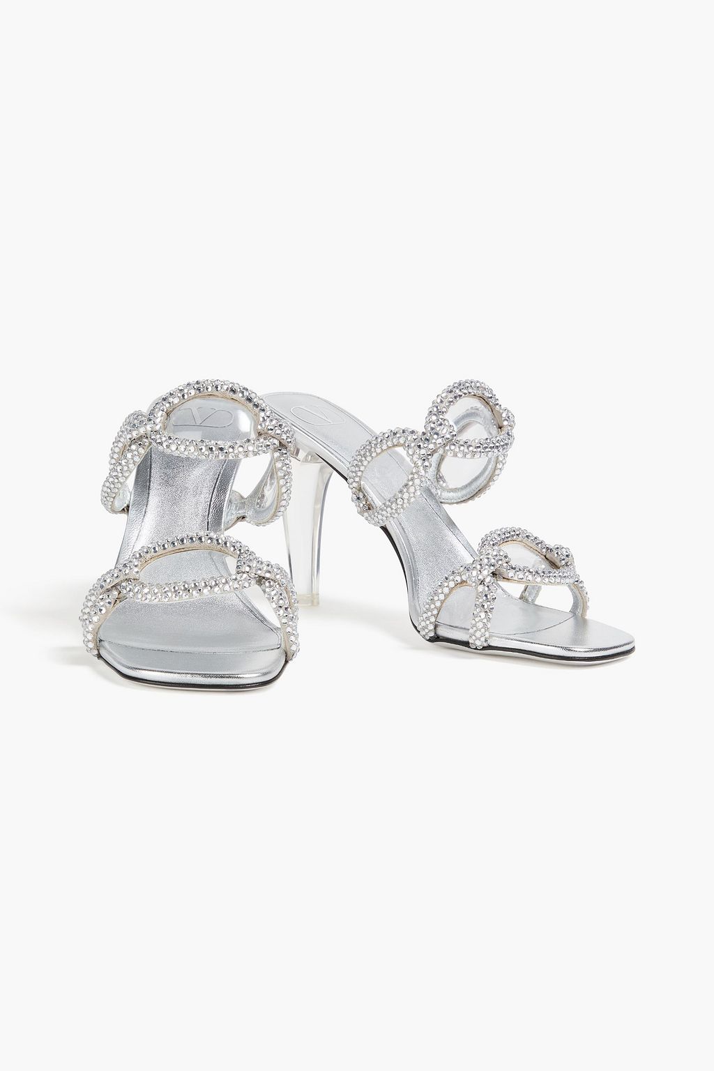 VALENTINO GARAVANI Crystal-embellished satin and PVC sandals