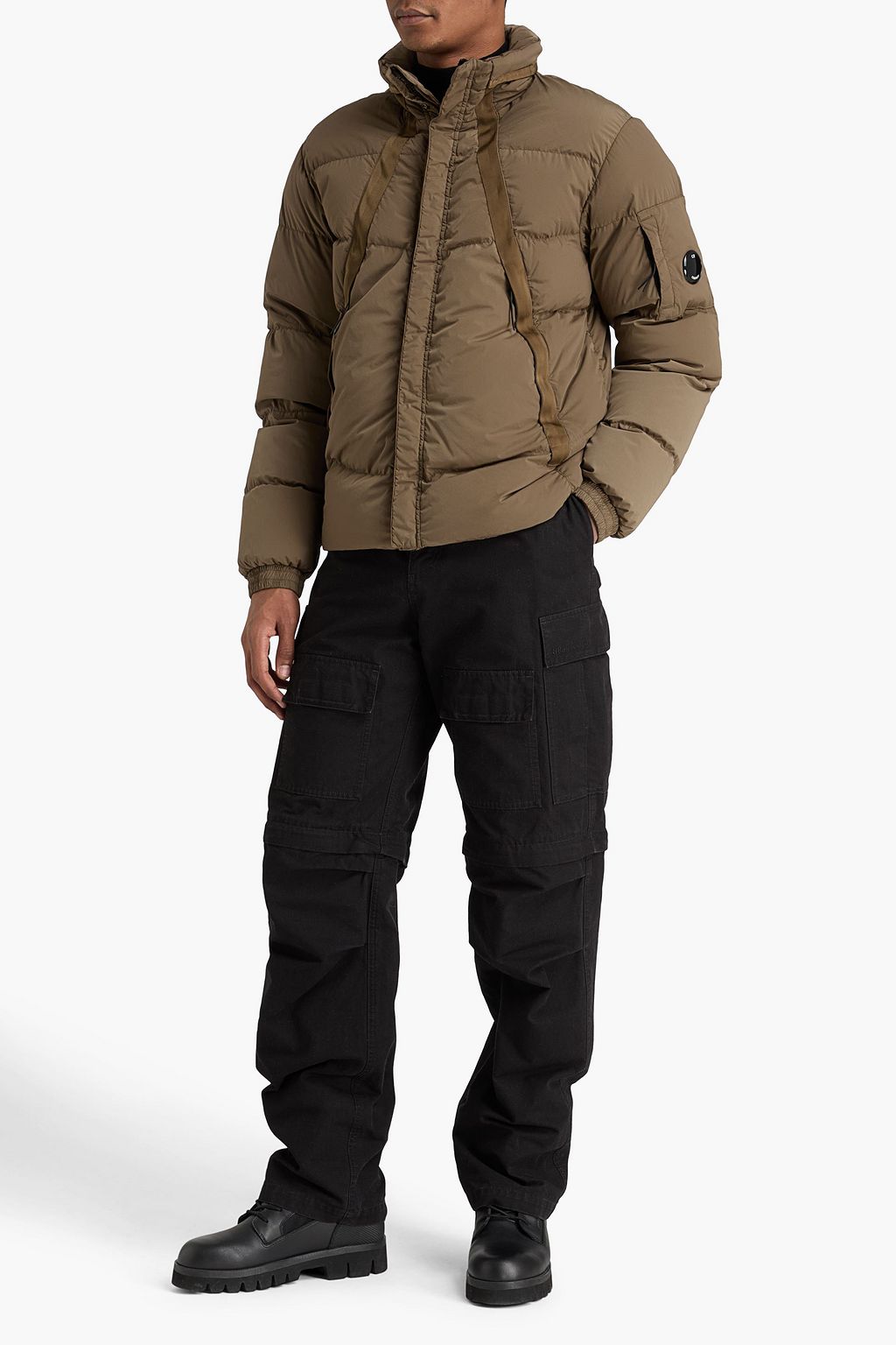 C.P. COMPANY Webbing-trimmed quilted shell down jacket