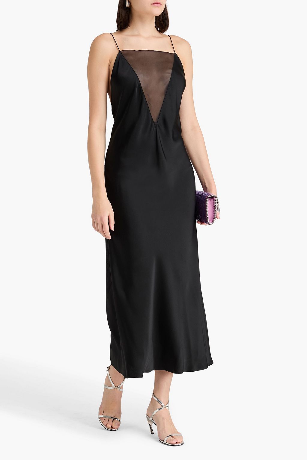 STELLA MCCARTNEY Silk organza-paneled satin-crepe maxi dress